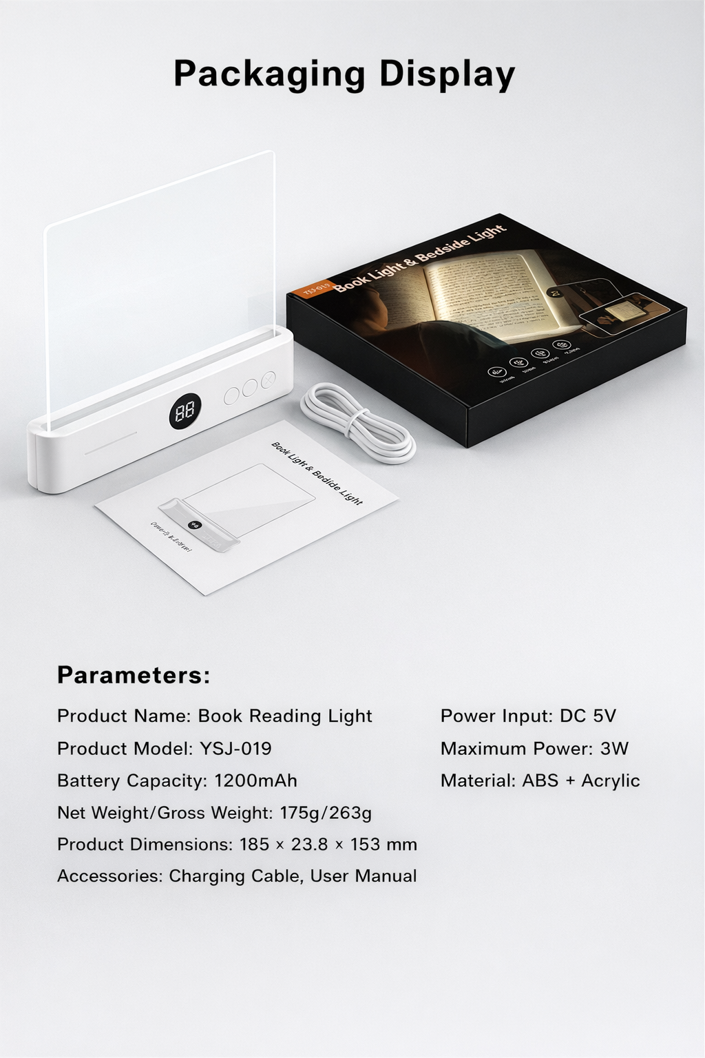 LED Reading Light | 3-Color Adjustable Eye-Protection Lamp